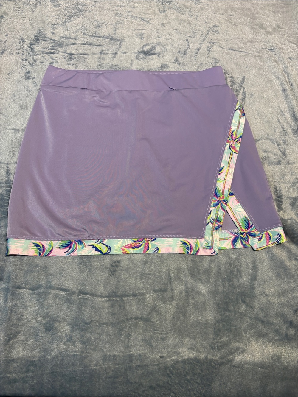 Stella Parker Lavender Mini Skort with Tropical-Print Hem